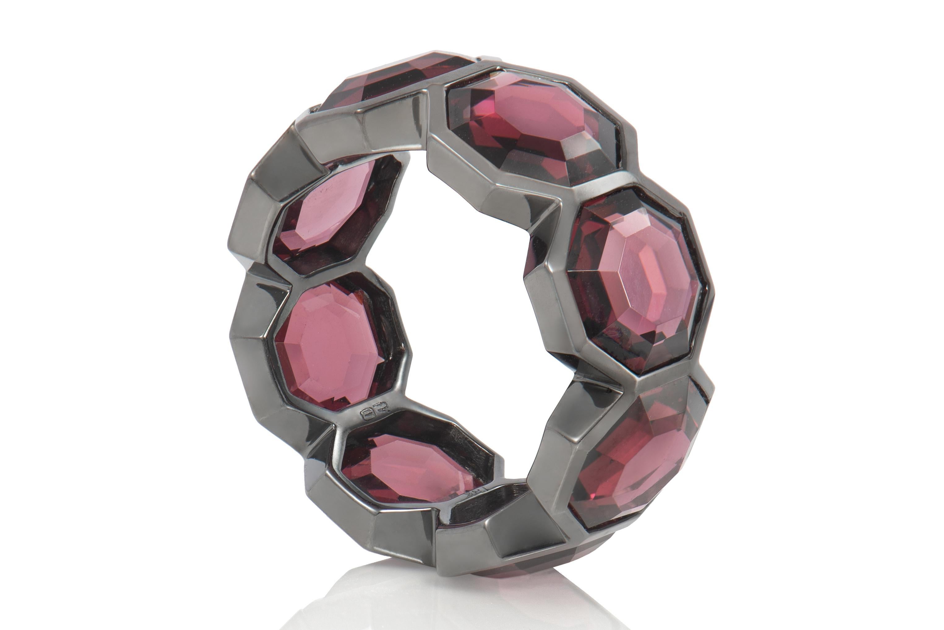 For Sale:  Russell Ring in 18 Karat Black Gold with Pink Rhodolite. 3
