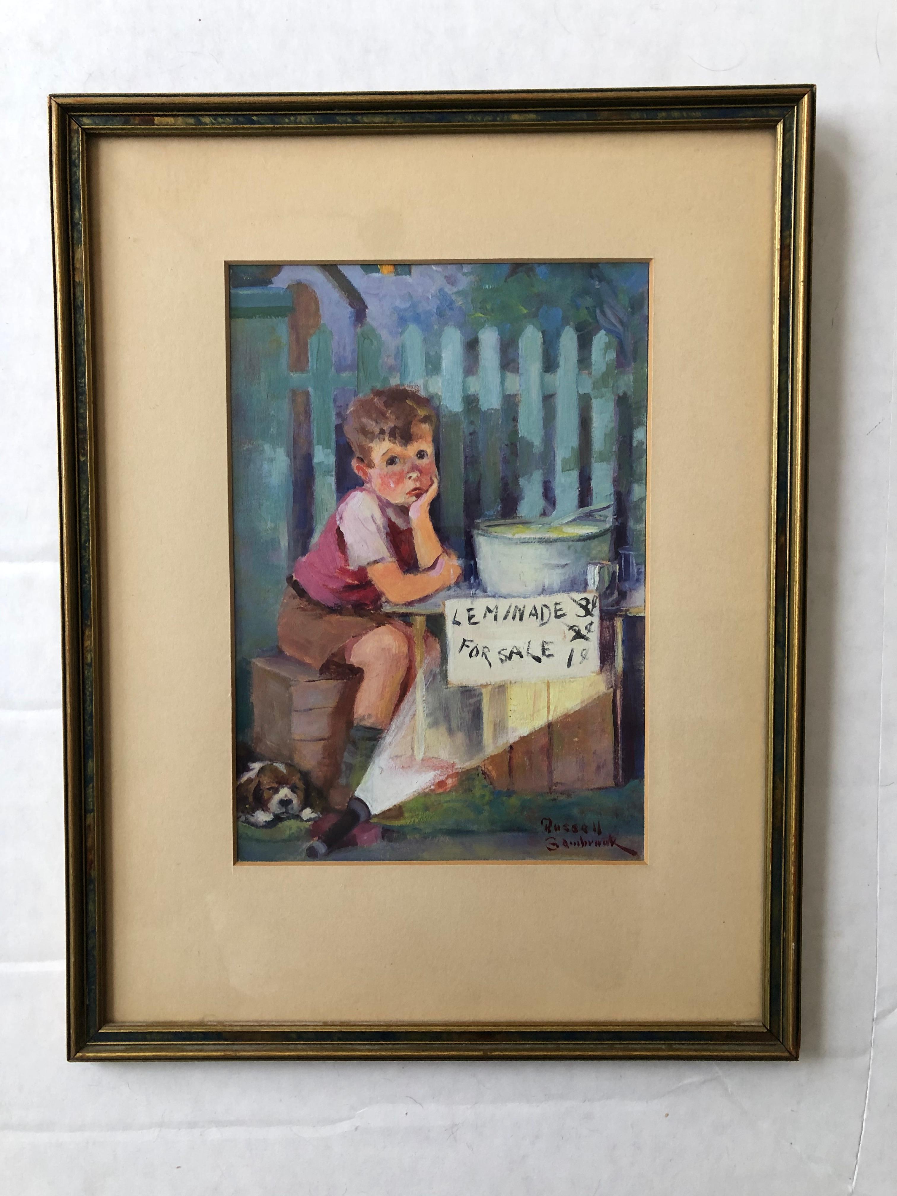 Russell Sambrook Oil on Board Eveready-Taschenlampenbatterie Werbung im Angebot 2
