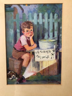Russell Sambrook Oil on Board Eveready-Taschenlampenbatterie Werbung
