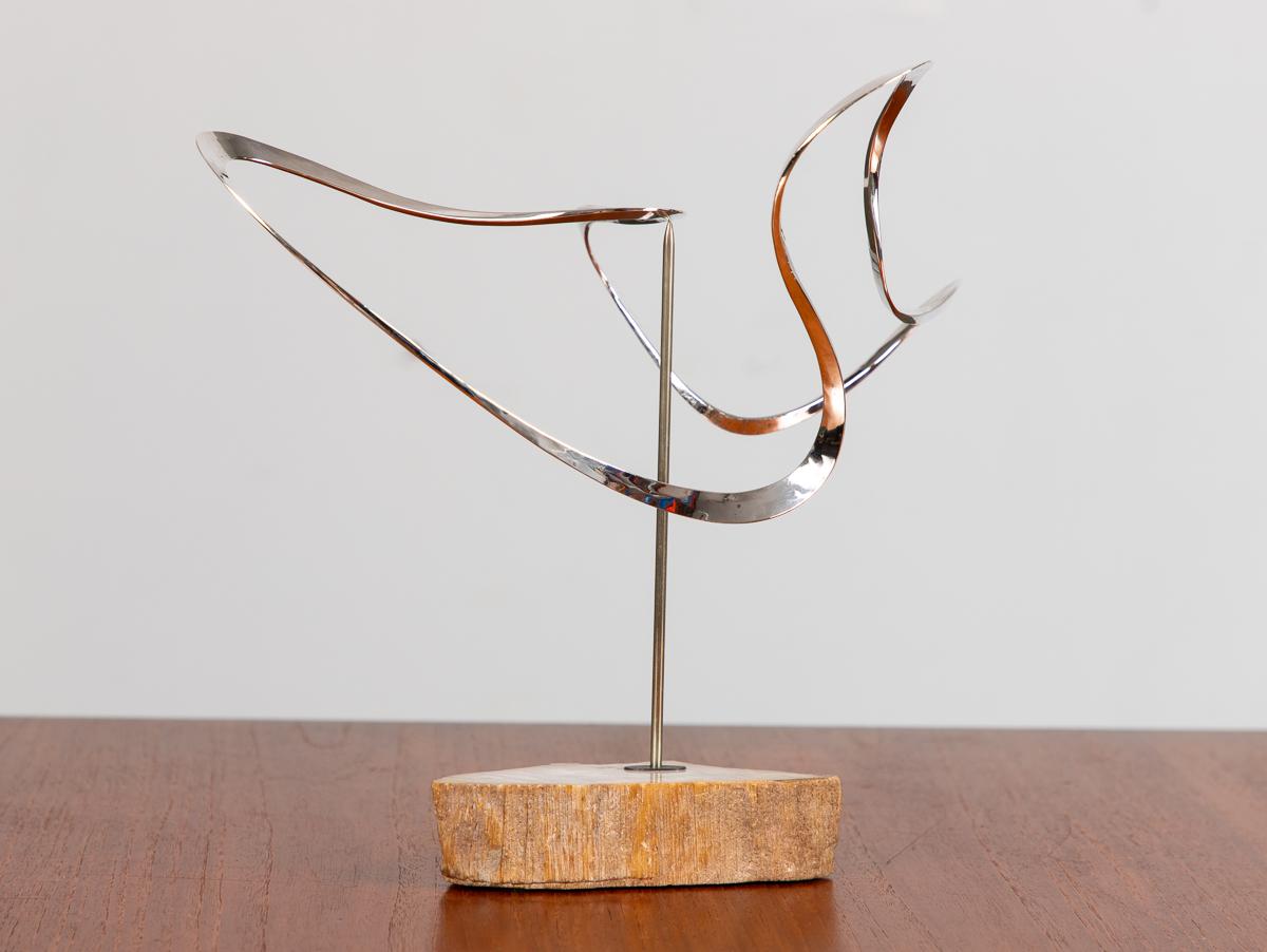 North American Russell Secrest Modernist Abstract Kinetic Sculpture in Sterling Silver For Sale