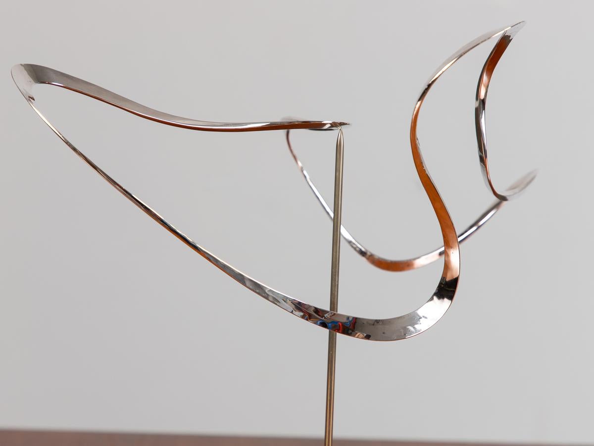 Russell Secrest Modernist Abstract Kinetic Sculpture in Sterling Silver In Good Condition For Sale In Brooklyn, NY