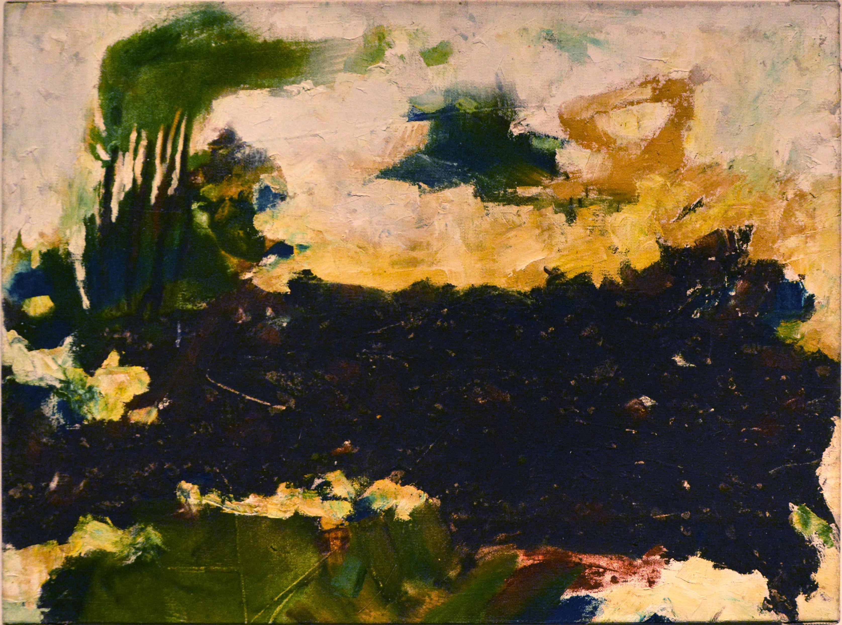 Russell Sharon  Landscape Painting - Untitled (Brown Landscape), landscape, bold colors