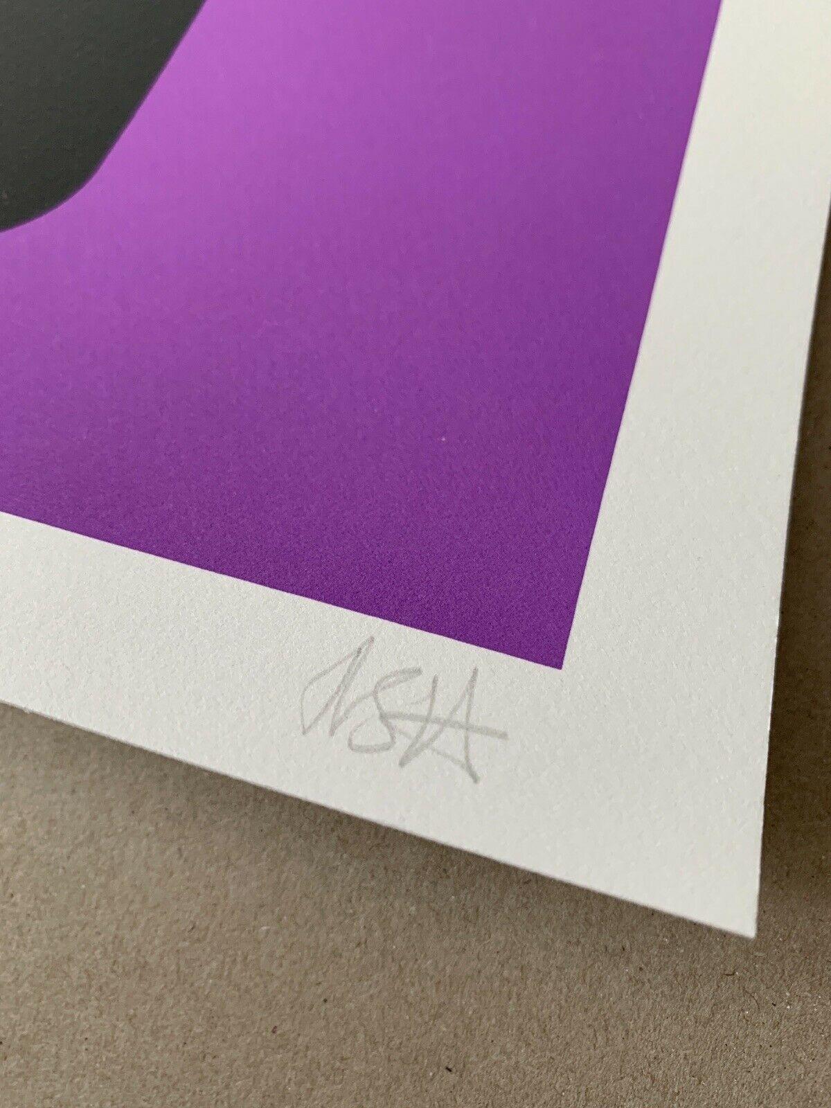 Purple Pedestrian #4 STIK inspired UK Paster Street Art Serigrafía en venta 2