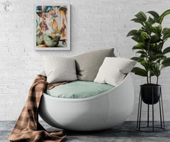 Hovering (Abstract, Vibrant, Drips, Neon, Gestural, Contemporary, Expressionism)