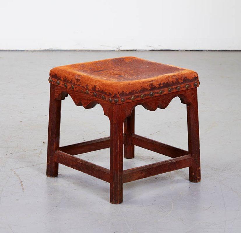 20th Century Russell Stool in Original Distressed Leather For Sale
