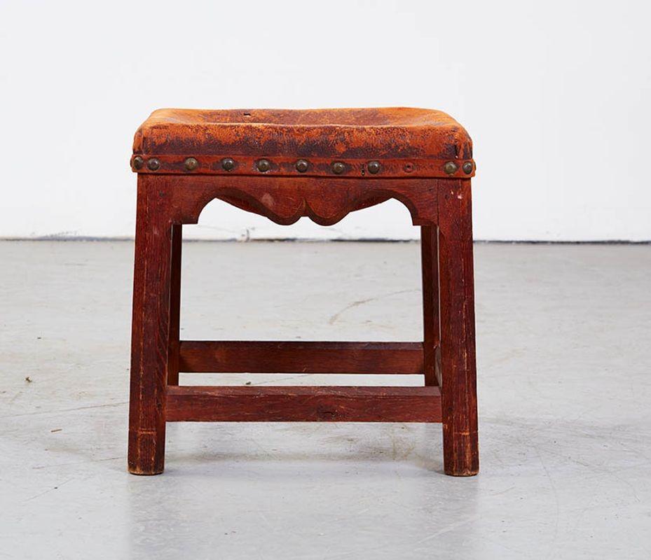 Russell Stool in Original Distressed Leather For Sale 2