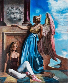 La bailarina y el ángel - Surrealista original a bordo