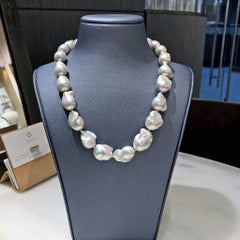 Russell Trusso White Diamond Rainbow White Freshwater Pearl Strand Necklace