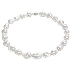 Russell Trusso White Diamond Rainbow White Freshwater Pearl Strand Necklace