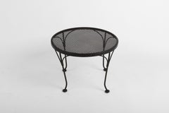 Russell Woodard Round Black Wrought Iron & Mesh Patio Coffee of Side Table