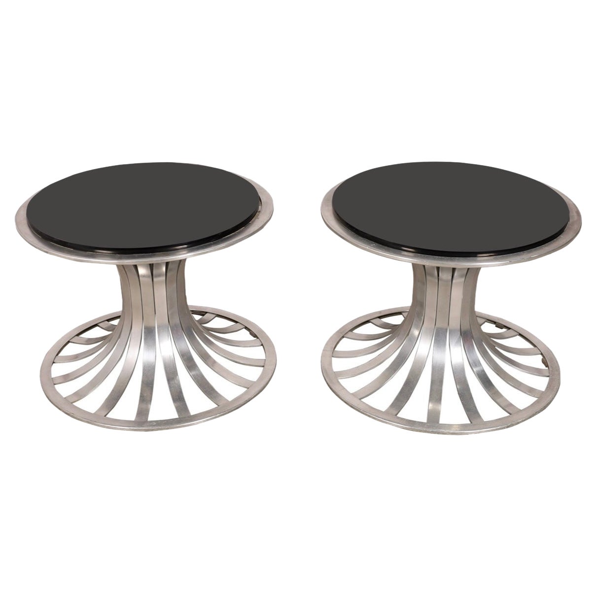 Russell Woodard Aluminum and Smoked Glass Tables