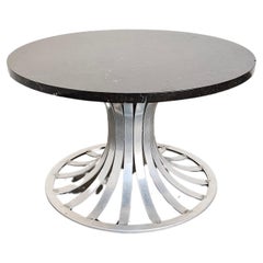 Table basse Tulipe en aluminium, base métallique et marbre noir Russell Woodard 1960s