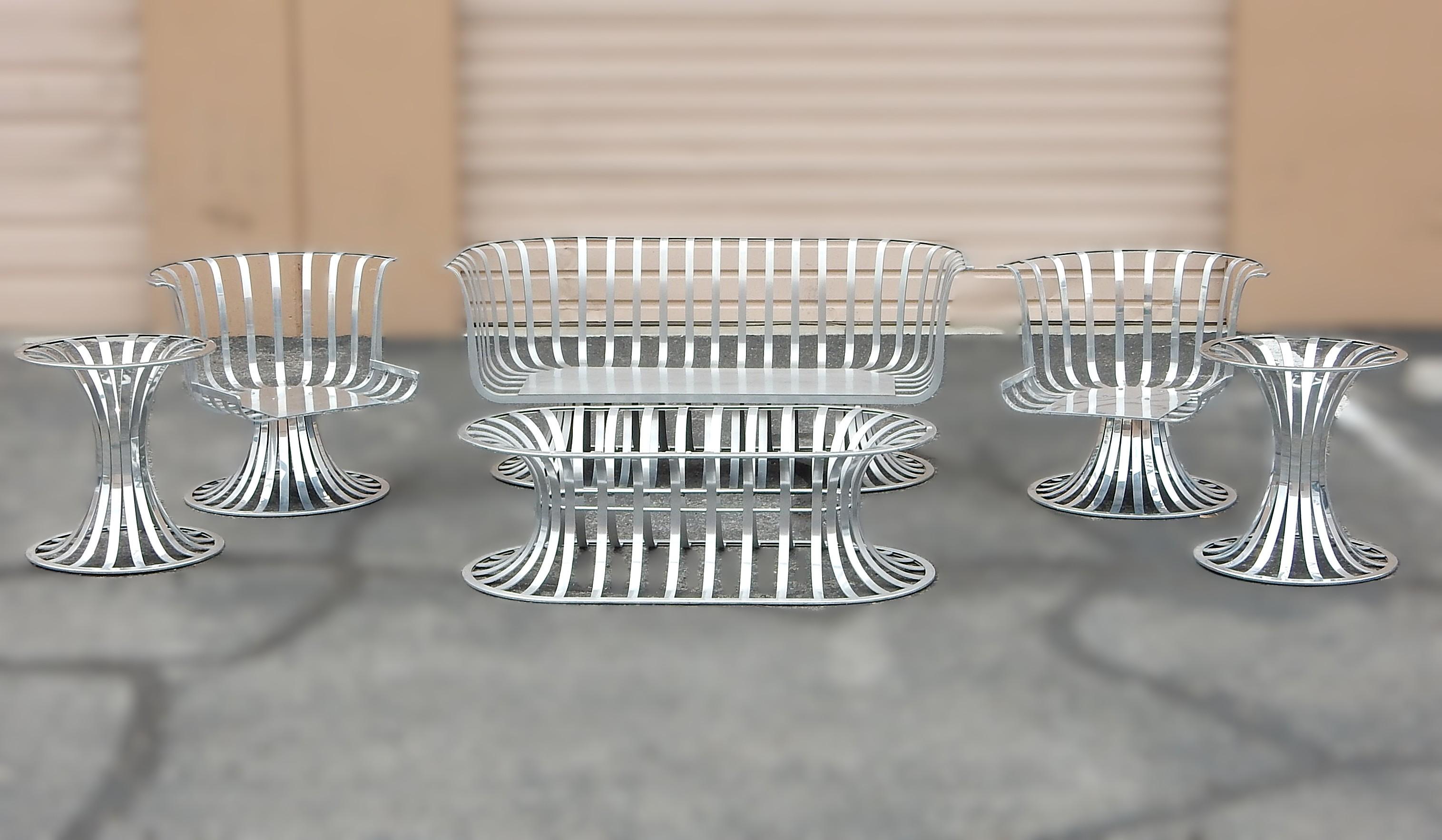 Russell Woodard Aluminium Tulip Patio Möbel Suite 6pc Satz Mid-Century Modern im Angebot 9