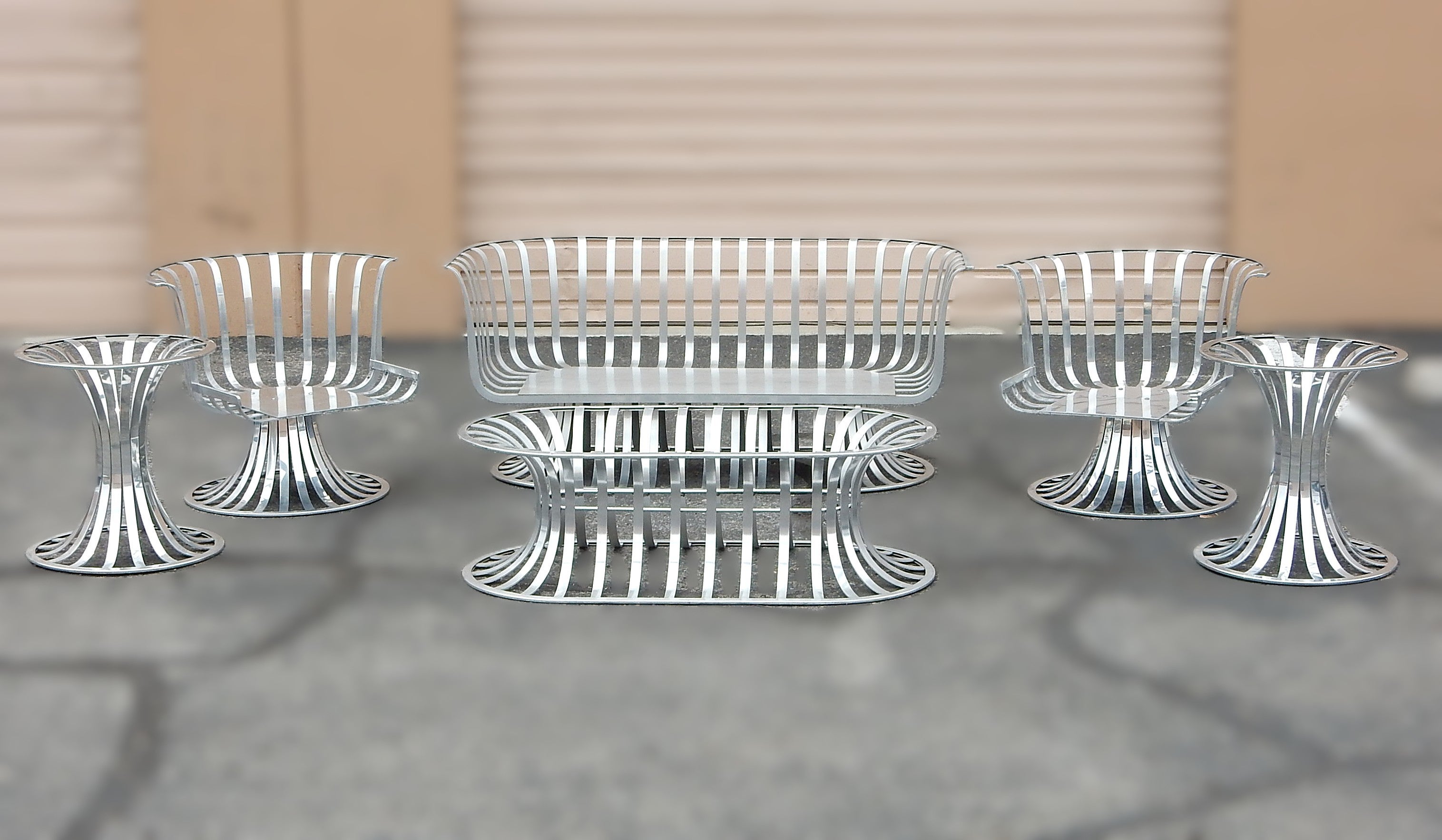 Russell Woodard Aluminium Tulip Patio Möbel Suite 6pc Satz Mid-Century Modern im Angebot