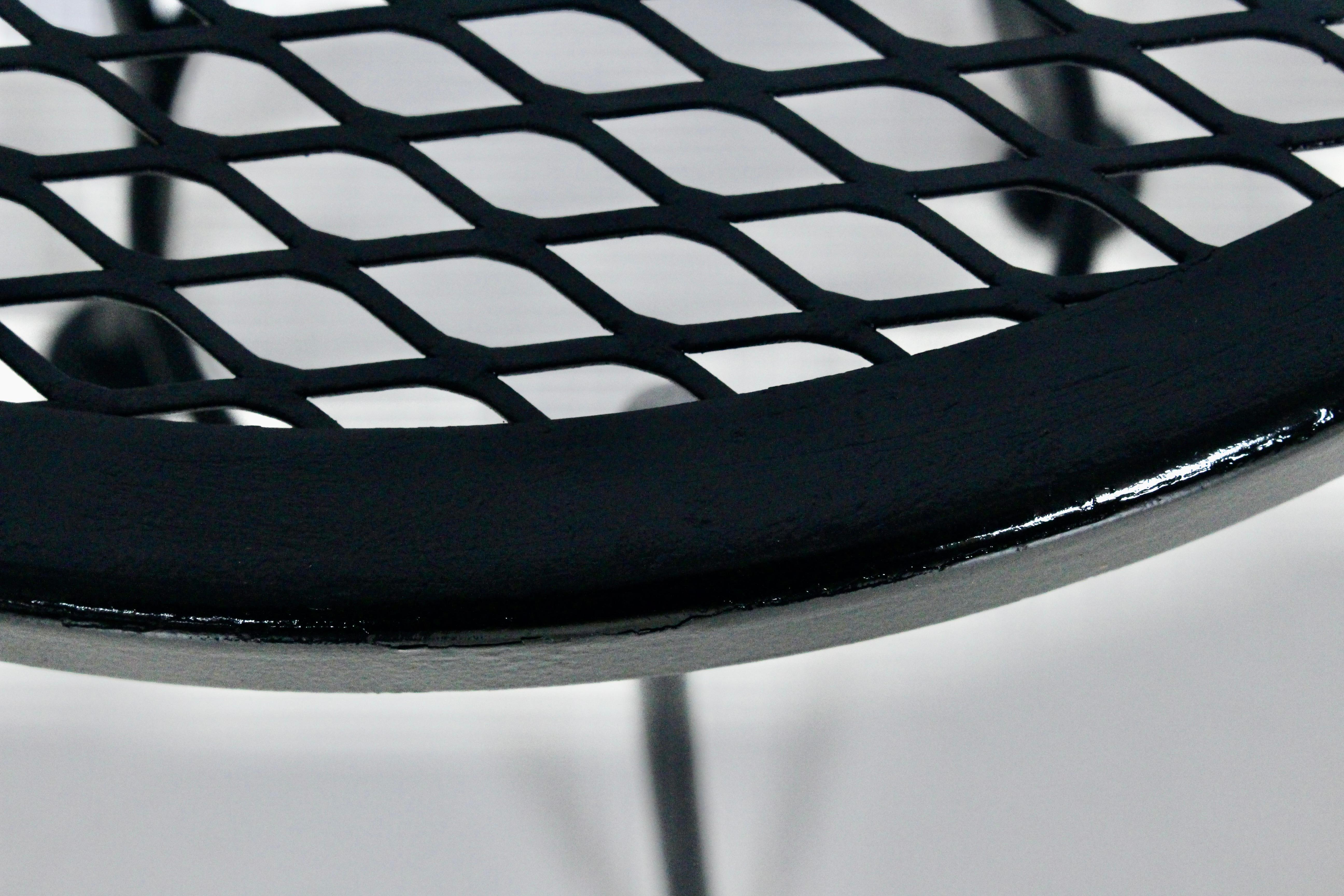 Russell Woodard Black Iron & Wire Mesh Occasional Tripod Table, 1950's For Sale 3