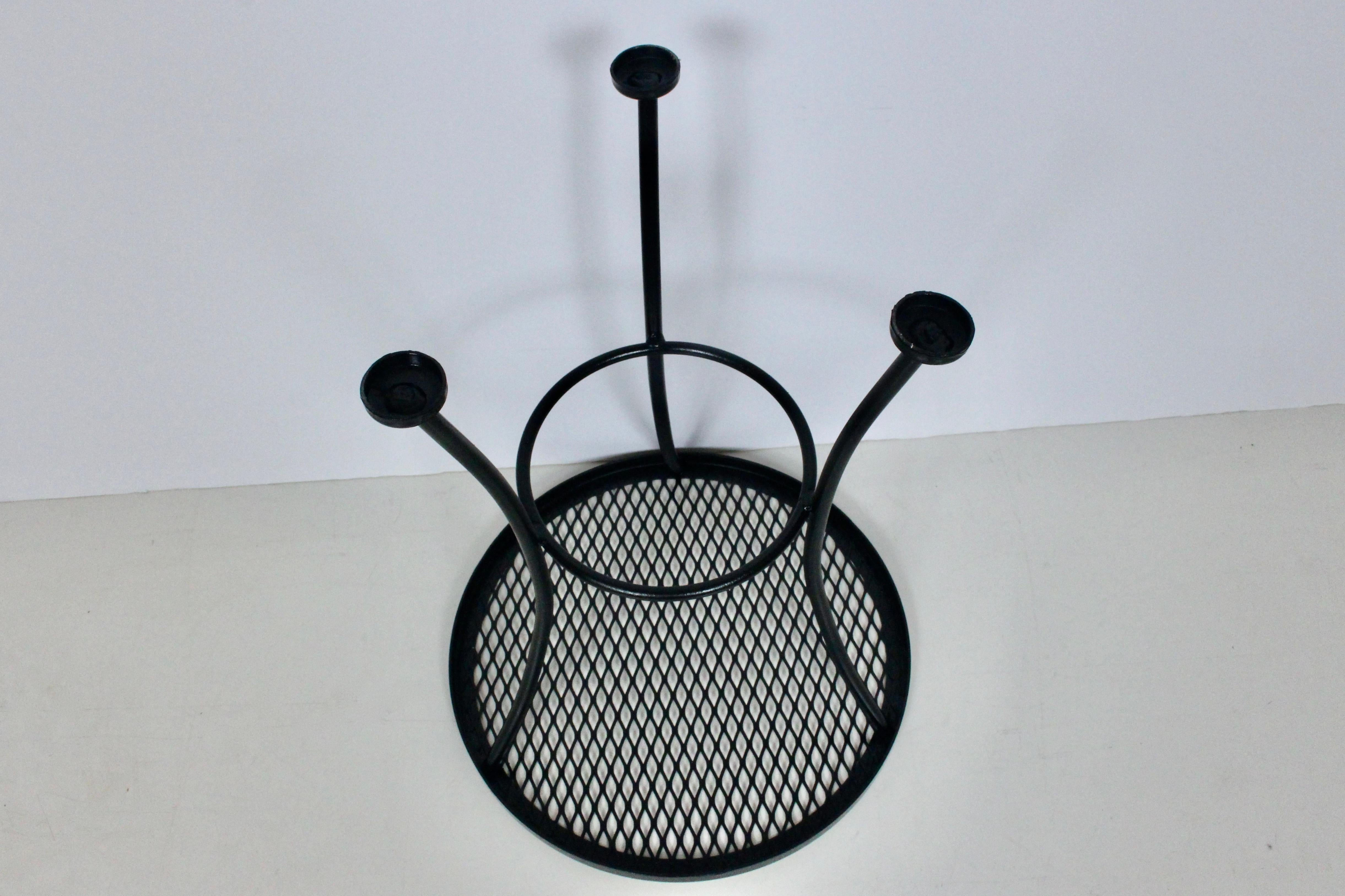 Russell Woodard Black Iron & Wire Mesh Occasional Tripod Table, 1950's For Sale 4