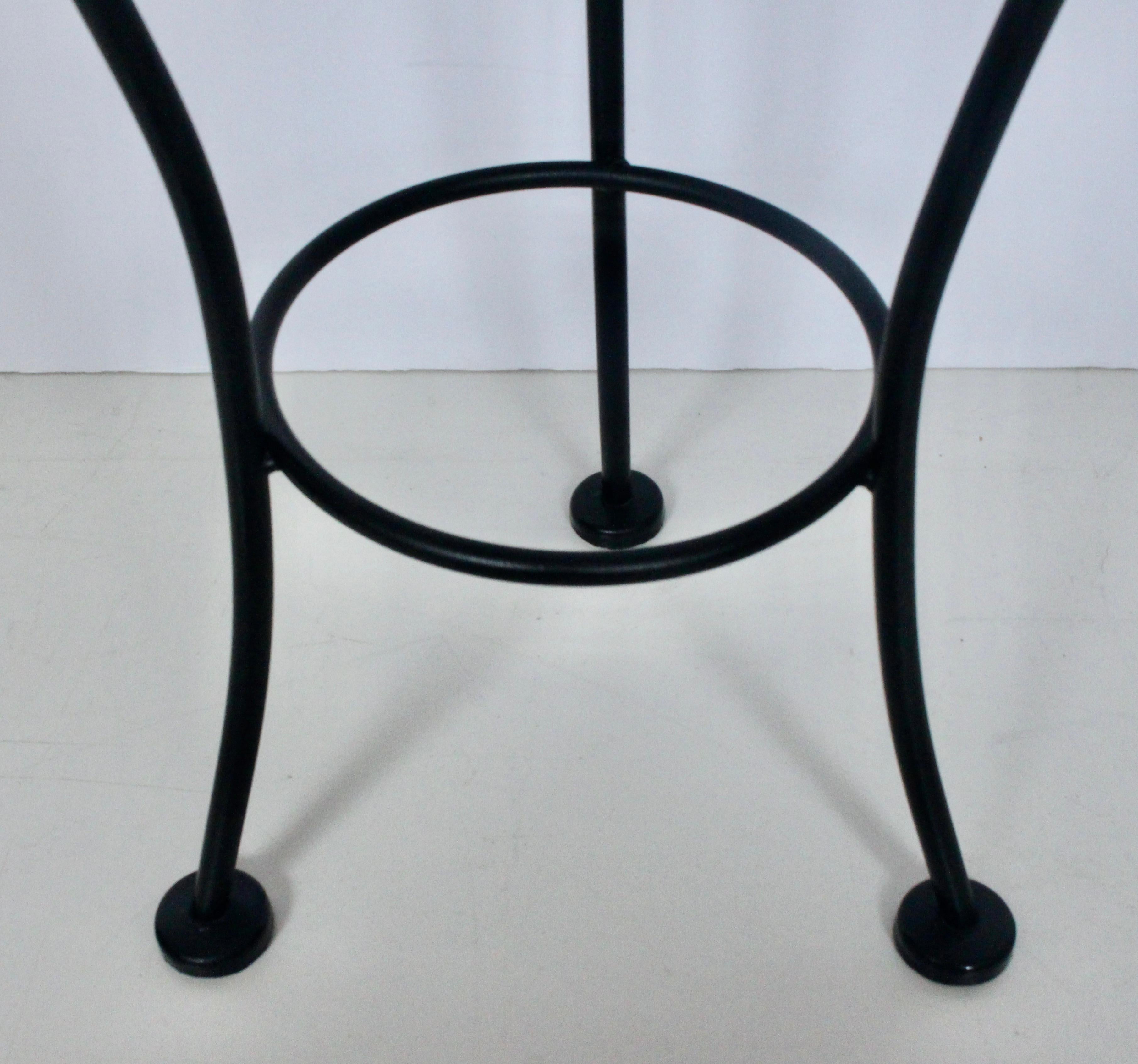 Wrought Iron Russell Woodard Black Iron & Wire Mesh Occasional Tripod Table, 1950's For Sale