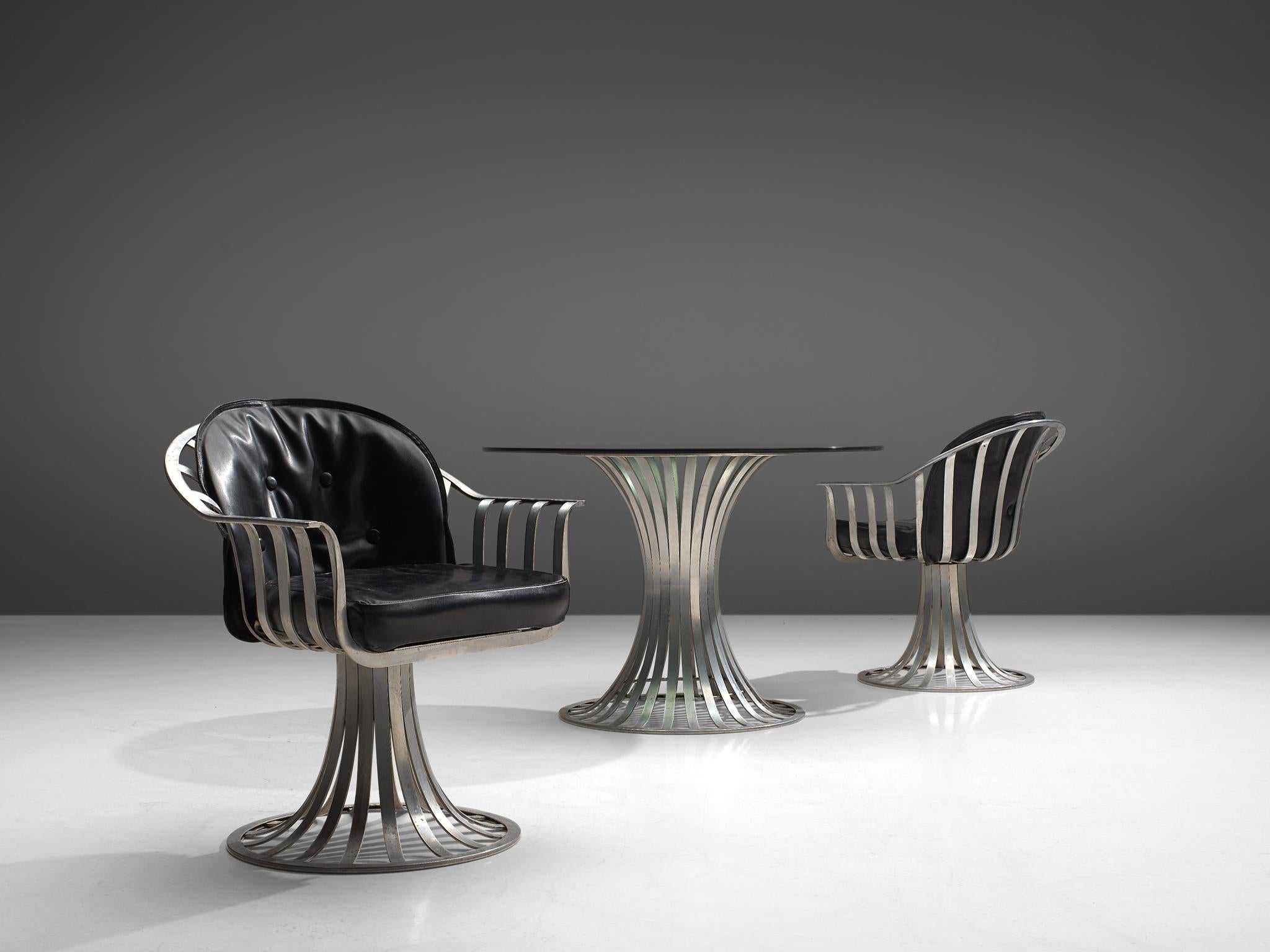 American Russell Woodard Dining Set in Glass and Aluminum, 1960s