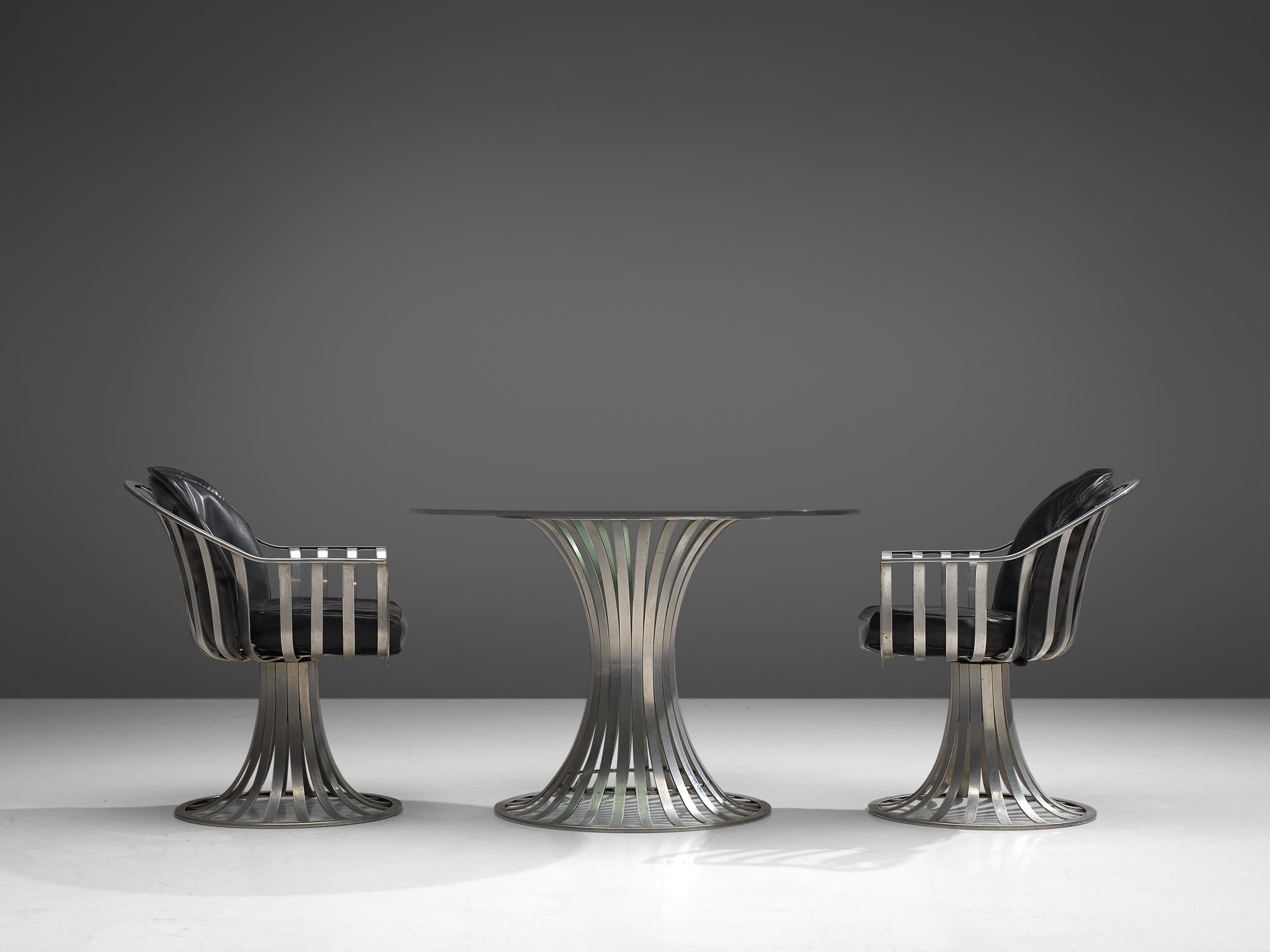 Russell Woodard Dining Set in Glass and Aluminum, 1960s In Good Condition In Waalwijk, NL