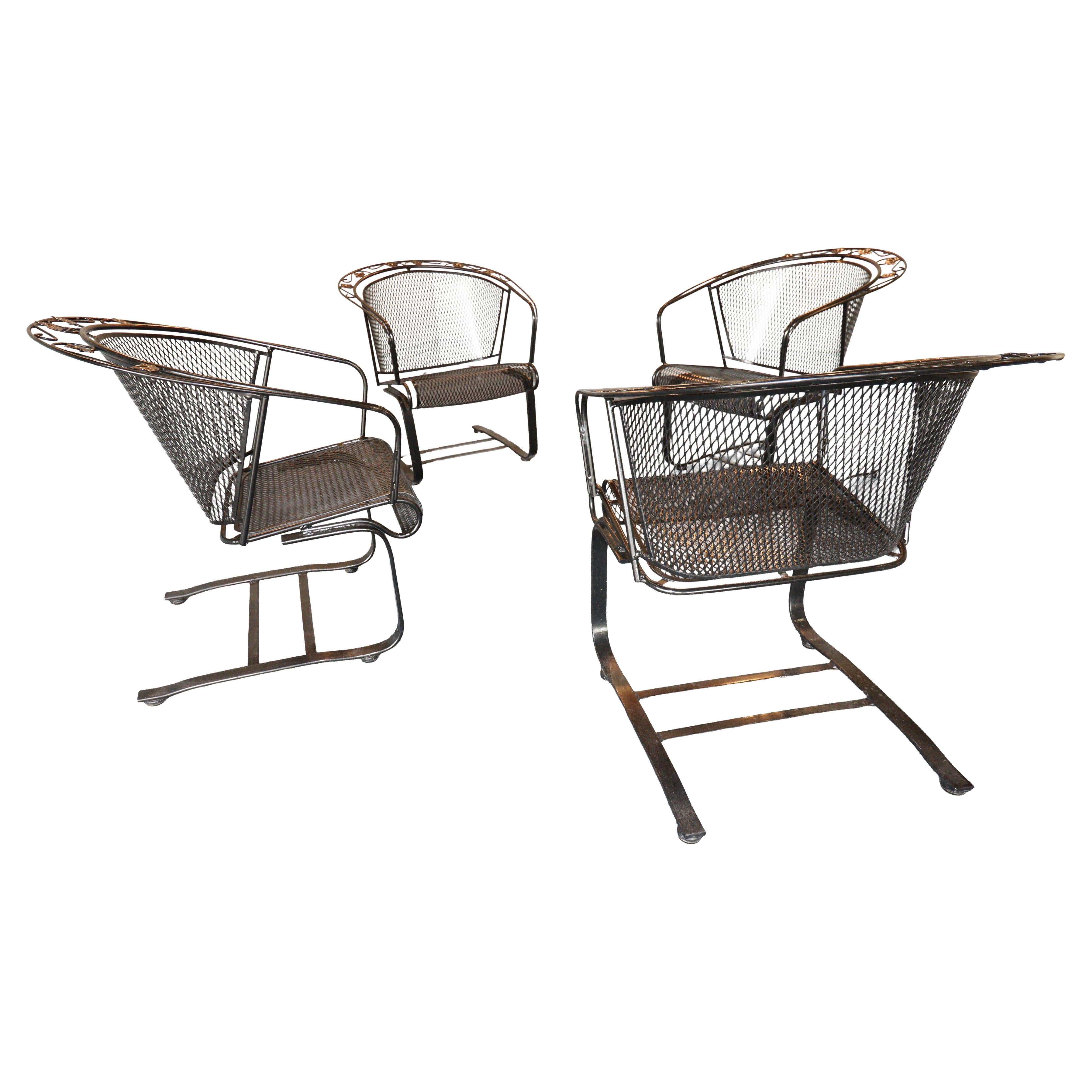 Russell Woodard English Ivy Leaf Wrought Iron Chairs