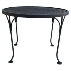Russell Woodard Furniture Round Black Wrought Iron Patio Coffee or Side Table