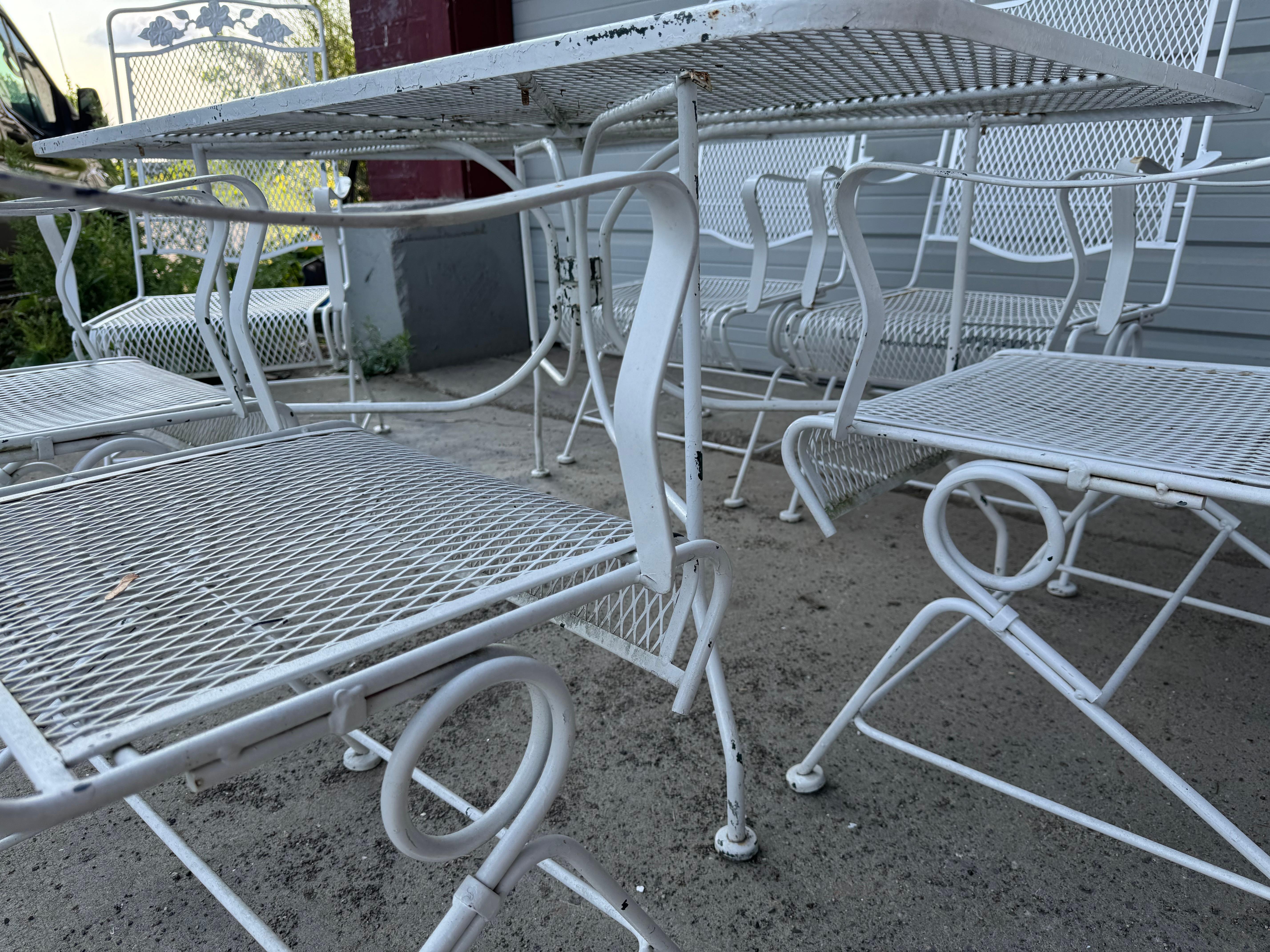 Russell Woodard Iron 7-piece Table & Chairs / Garden Set, Springer Arm Chairs 2