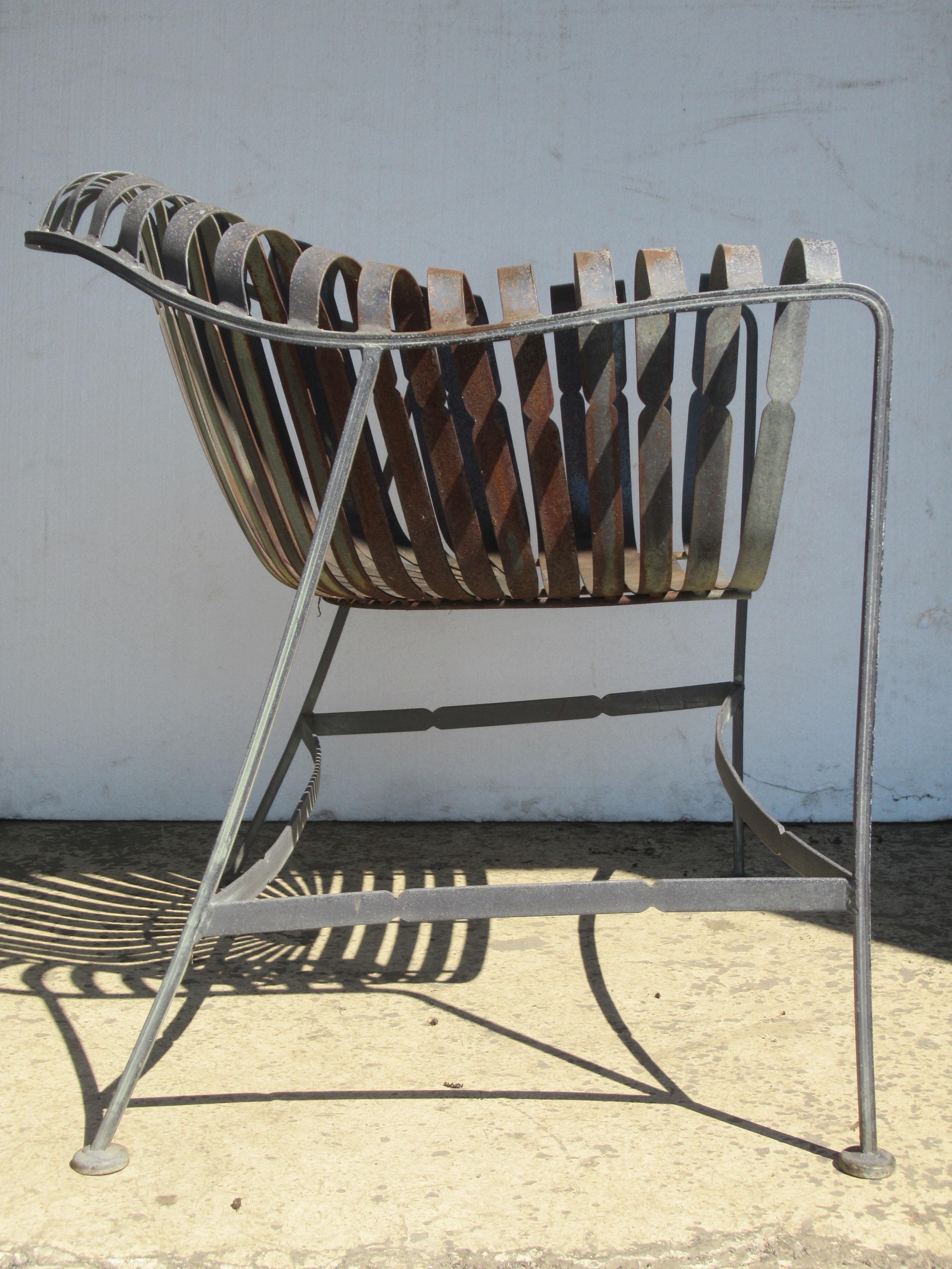  Iron Strap Lounge Chair by Russell Woodard For Sale 7