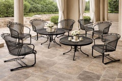 Russell Woodard “Ivy Leaf” Wrought Iron Rocker Casual Chairs — Set of Eight