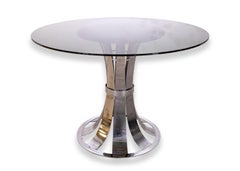 Russell Woodard MCM Polished Aluminum Dinette Set with Round Table and 4 Chairs