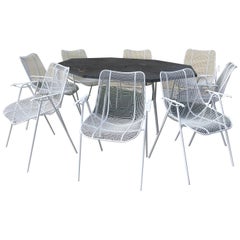 Russell Woodard Mid-Century Modern Sculptura Outdoor Dining Set- Set of 9