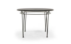 Russell Woodard Outdoor Dining Table, Black Wrought Iron, Subtle Curved Legs