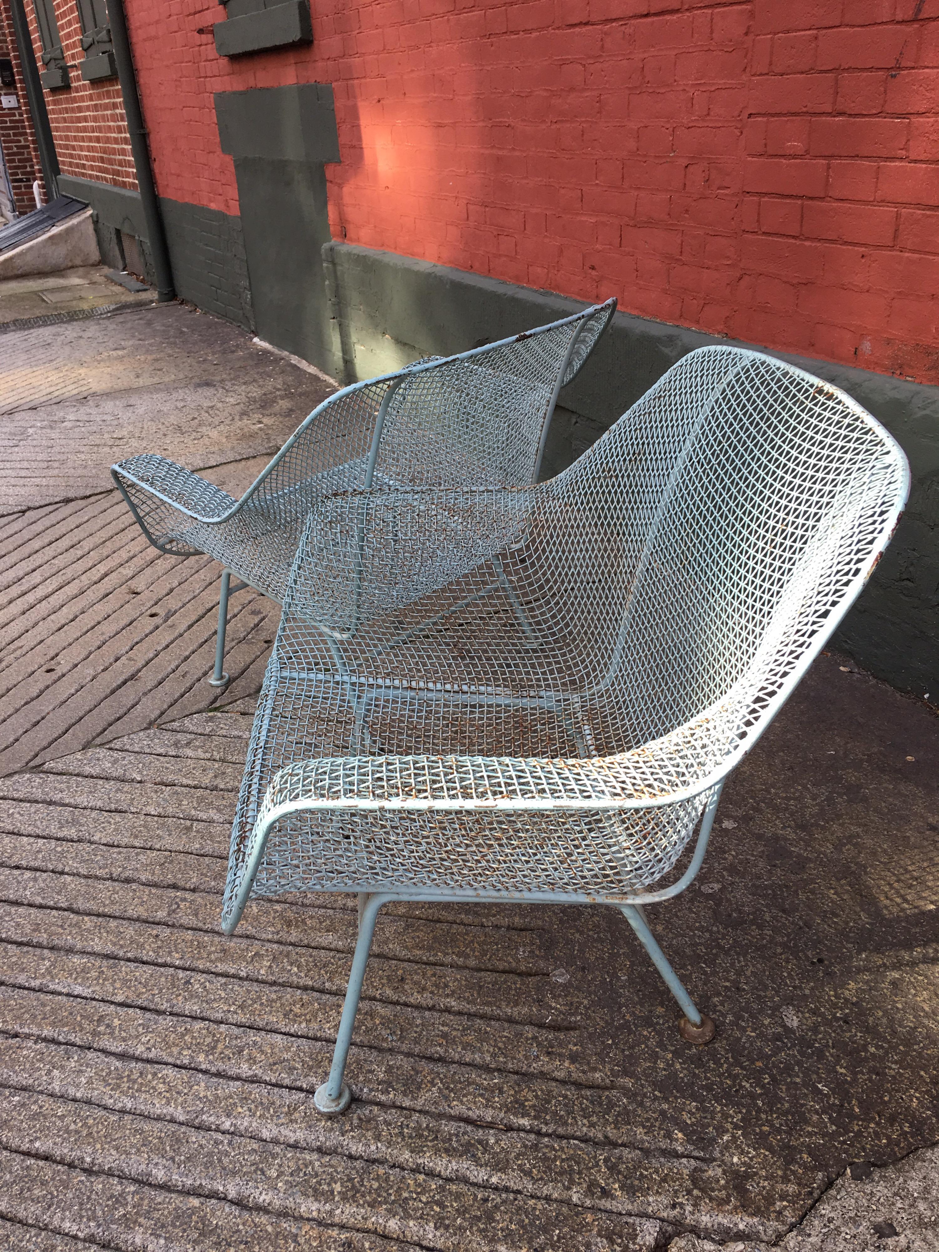 Metal Russell Woodard Pair of Iron Lounge Chairs
