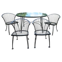 Russell Woodard Pinecrest 5 Piece Wrought Iron Patio Dining Set, 1950's
