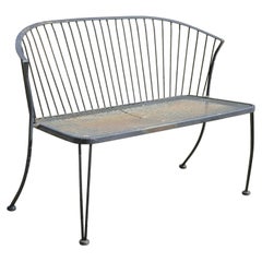 Russell Woodard Pinecrest Style Black Wrought Iron Garden Patio Loveseat Settee