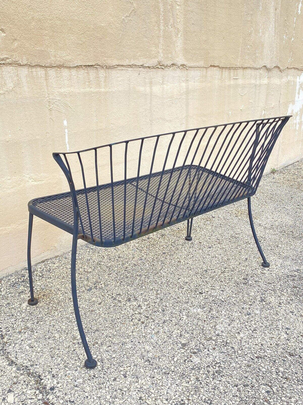 Russell Woodard Pinecrest Style Wrought Iron Garden Patio Loveseat Bench For Sale 4