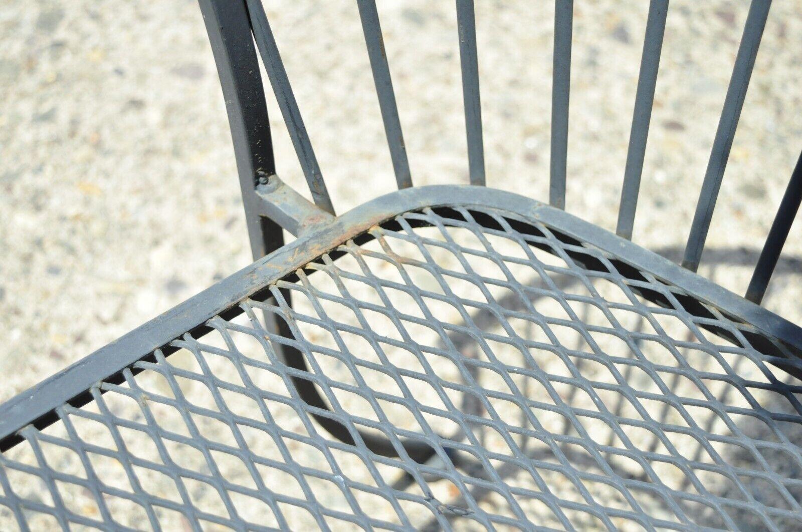 20th Century Russell Woodard Pinecrest Wrought Iron Outdoor Garden Dining Chair, Set of 4
