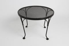 Russell Woodard Round Black Wrought Iron & Mesh Patio Coffee of Side Table