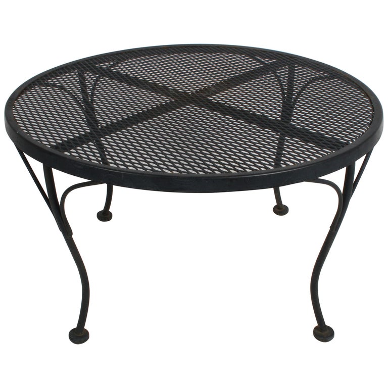 Rus Woodard Round Black Wrought, Wrought Iron Patio Side Table