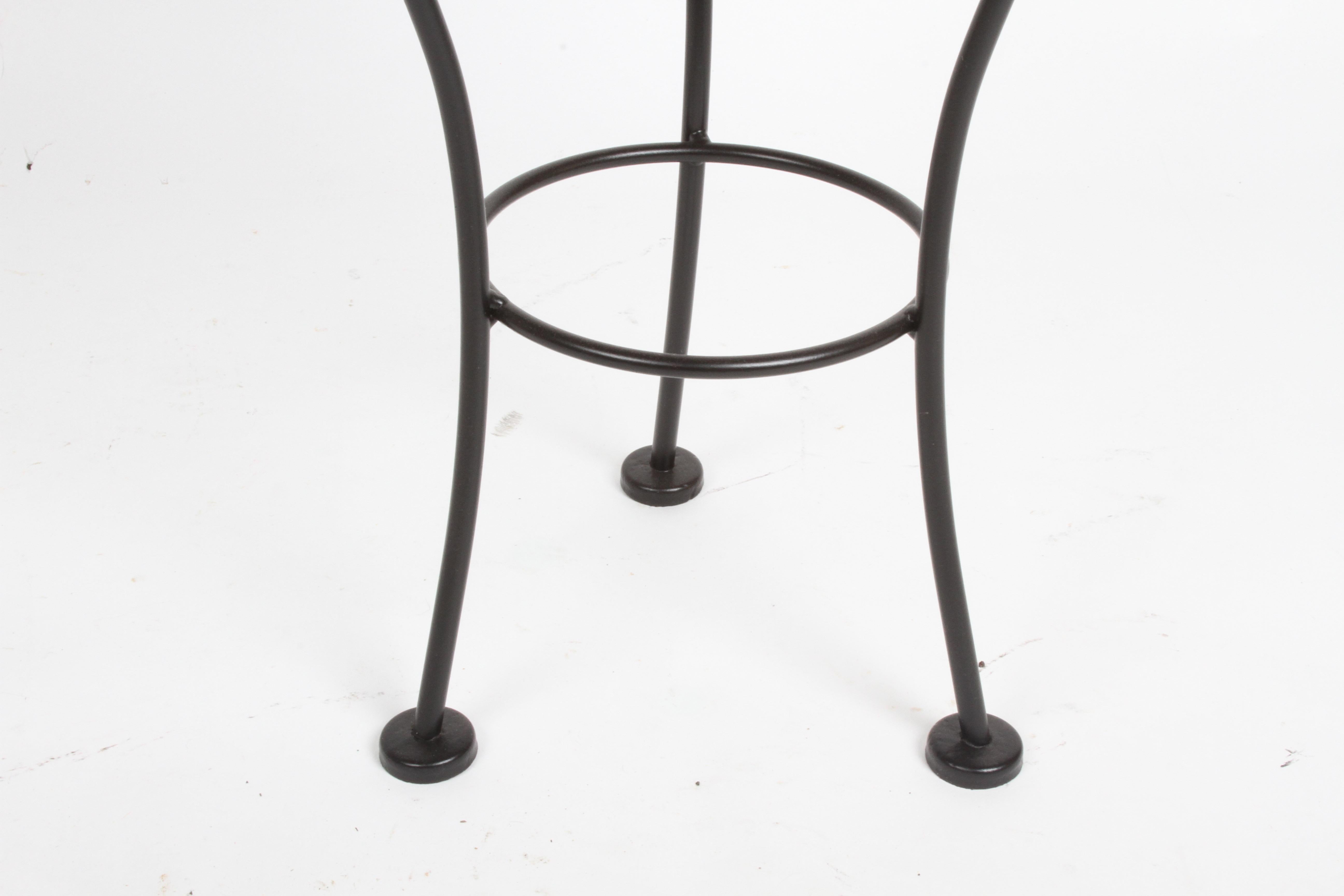 Russell Woodard Round Black Wrought Iron & Mesh Patio Side Table or Drinks Stand 1