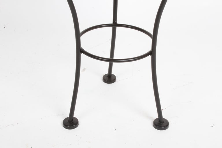 Russell Woodard Round Black Wrought Iron & Mesh Patio Side Table or Drinks Stand For Sale 4