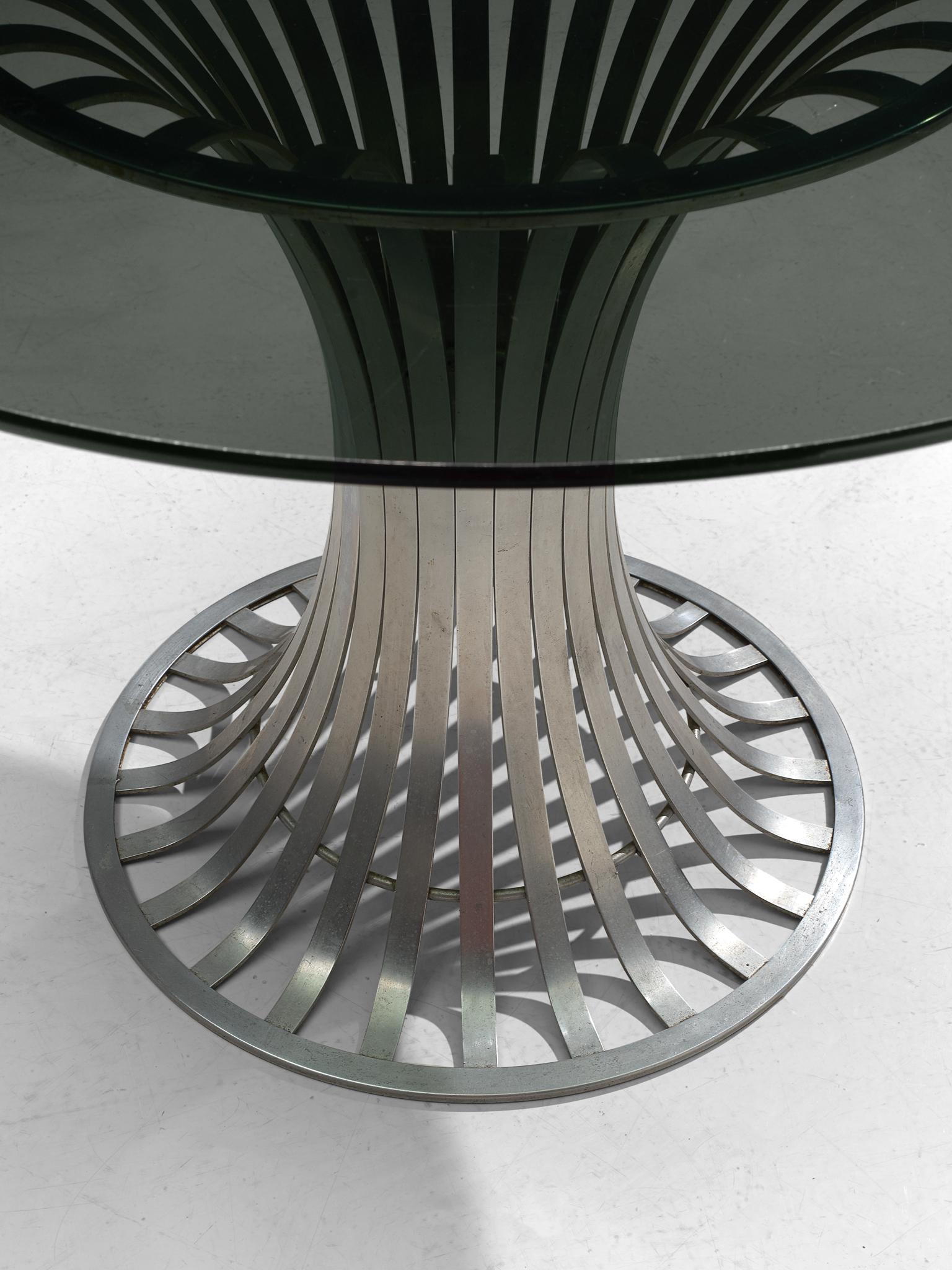 Mid-Century Modern Russell Woodard Round Dining Table with Aluminium and Glass