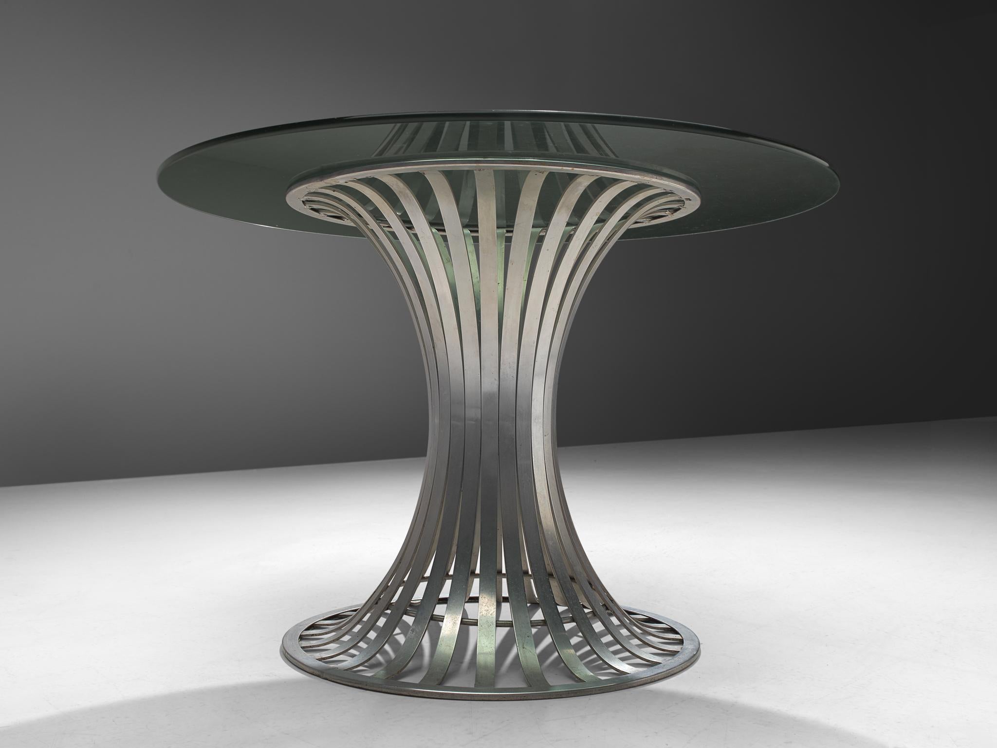 Mid-20th Century Russell Woodard Round Dining Table with Aluminium and Glass