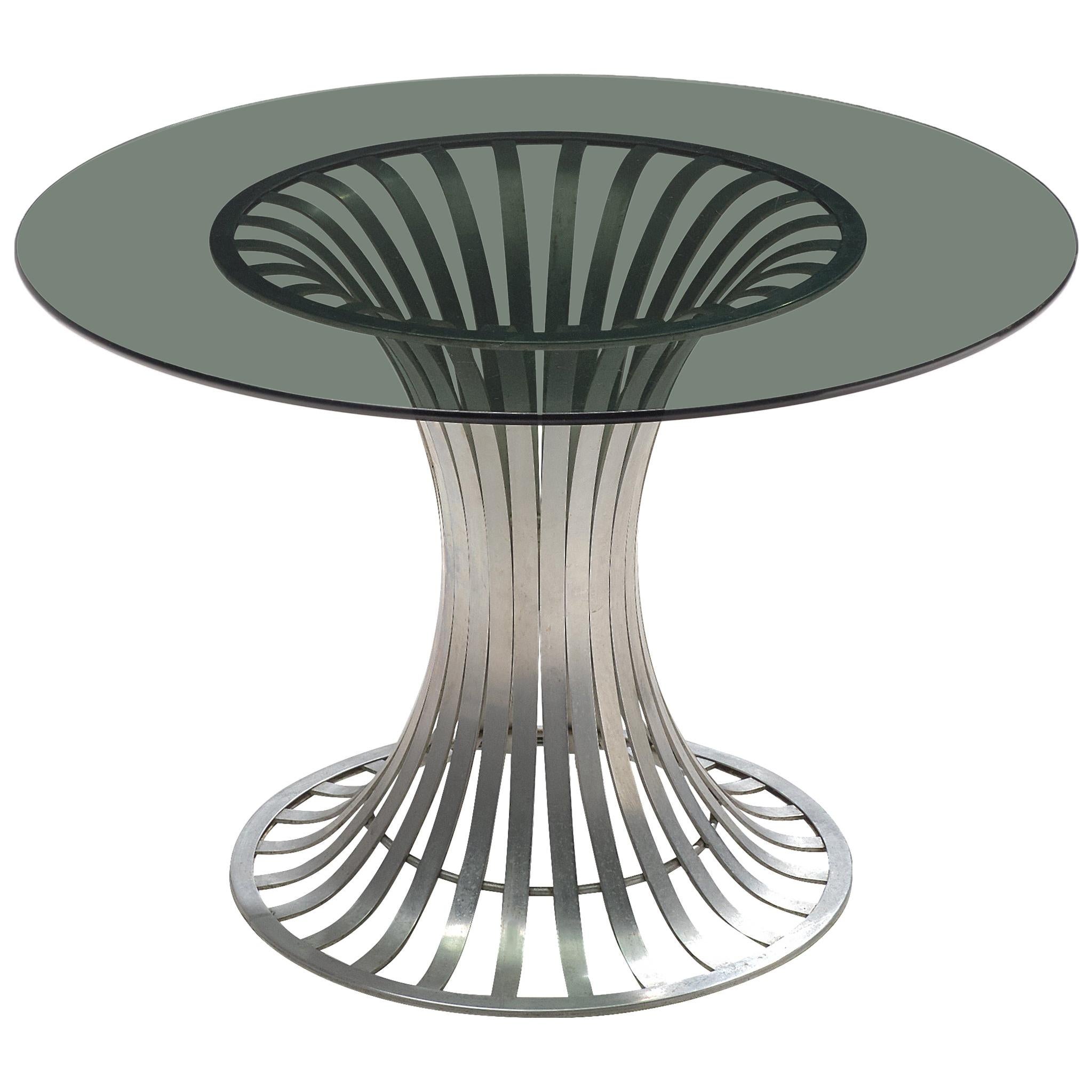 Russell Woodard Round Dining Table with Aluminium and Glass