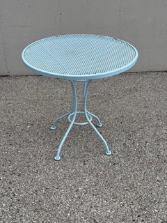 Russell Woodard Round Lt. Blue Wrought Iron & Mesh Cafe or Ice Cream Patio Table