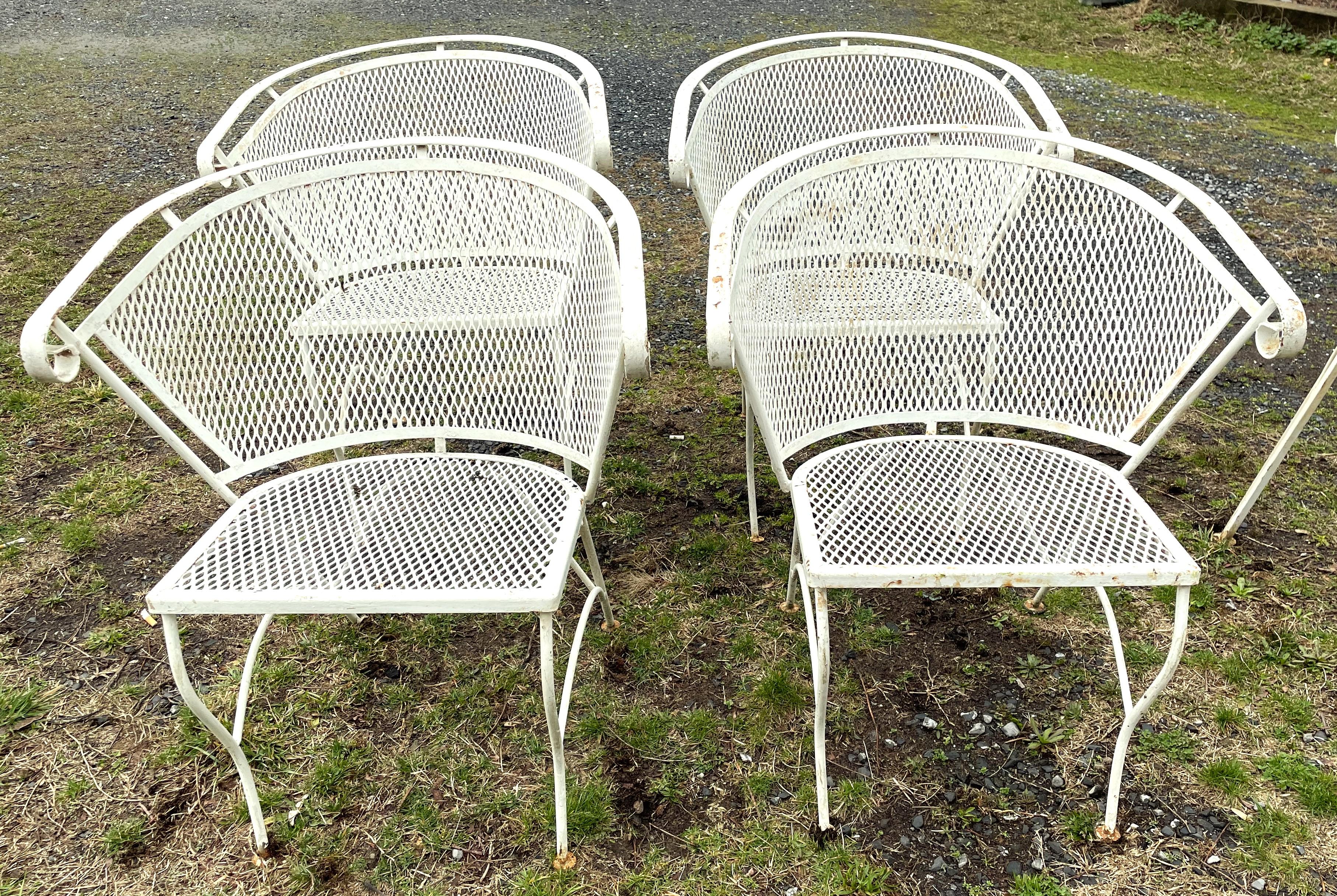 Russell Woodard - Ensemble table et 4 chaises de patio en maille ronde  en vente 10