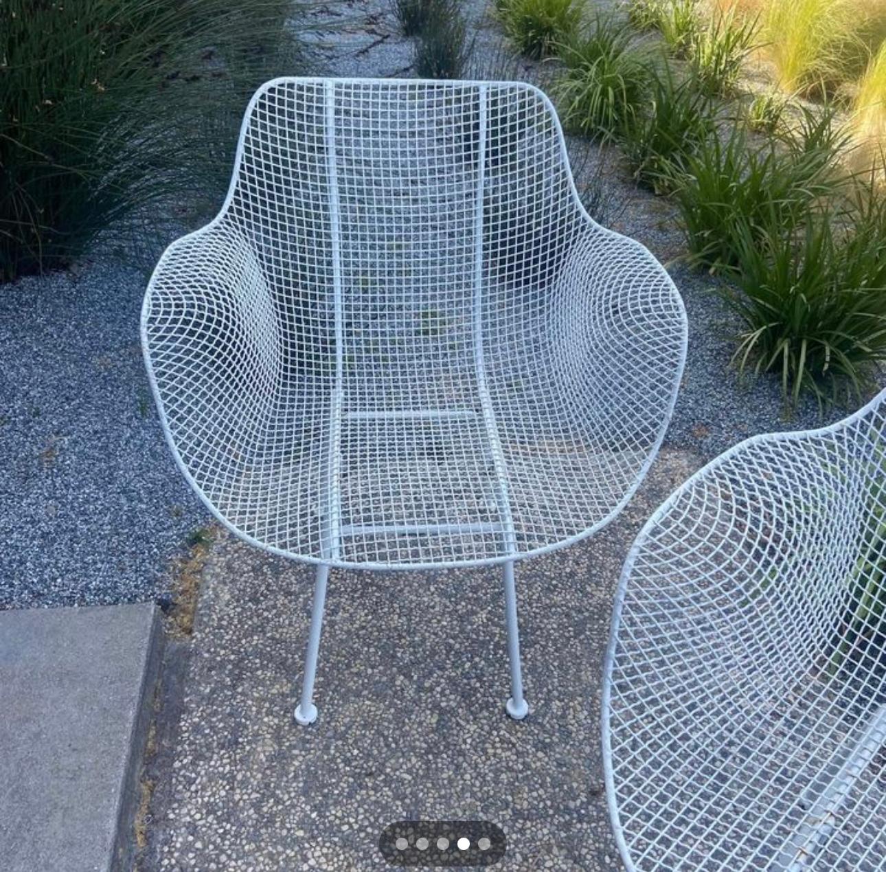 American Russell Woodard Sculptura Armchairs, Wrought Iron, Circa 1950’s, MCM For Sale
