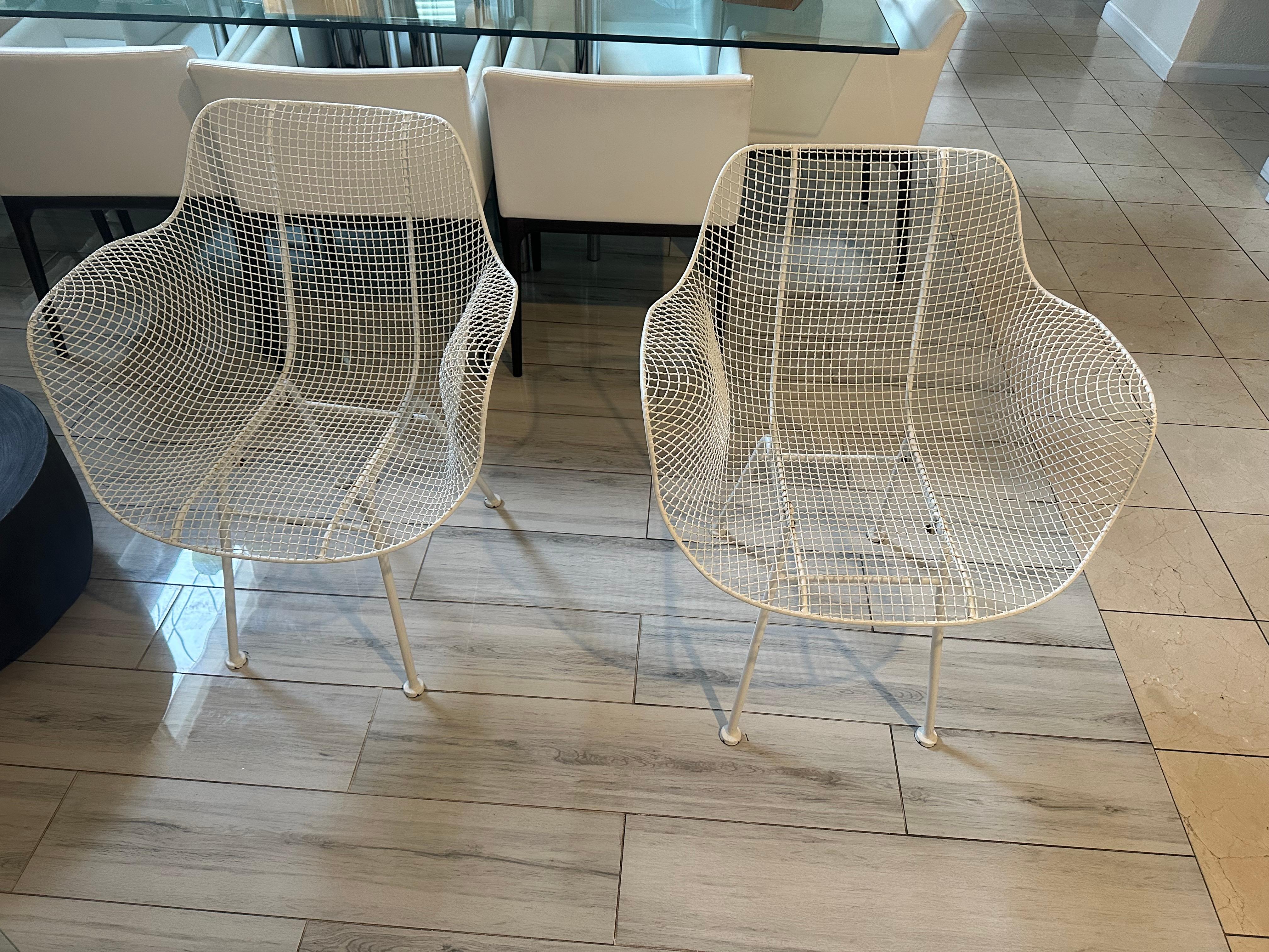 Russell Woodard Sculptura Armchairs, Wrought Iron, Circa 1950’s, MCM In Excellent Condition For Sale In San Jose, CA