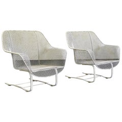 Russell Woodard “Sculptura” Lounge Chairs, Wrought Iron, Patio