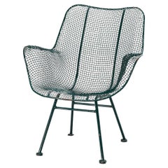 Used Russell Woodard 'Sculptura' Patio Chair in Dark Green Lacquered Metal 
