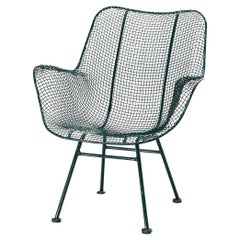 Chaise de patio 'Sculptura' en métal laqué vert foncé de Russell Woodard